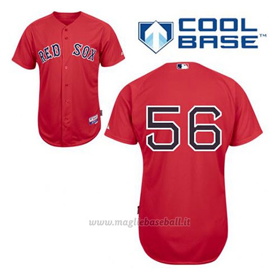 Maglia Baseball Uomo Boston Red Sox 56 Joe Kelly Rosso Alterner Cool Base